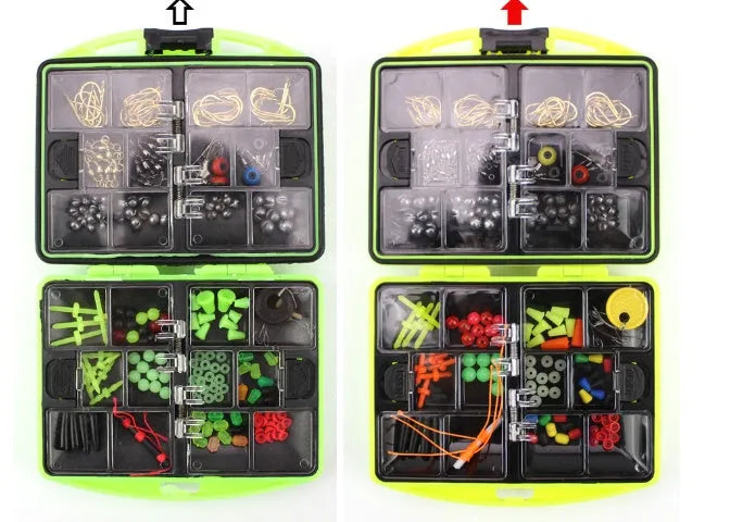 Upgraded rock fishing accessory box containing 184 pieces of tackle across 24 types for sea fishing.