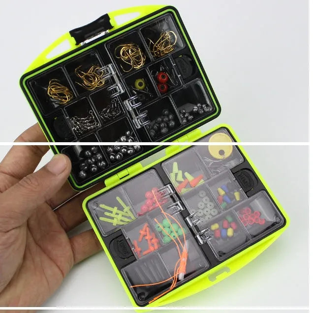Upgraded rock fishing accessory box containing 184 pieces of tackle across 24 types for sea fishing.