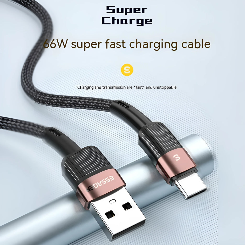 6A super fast charge data cable with aluminium alloy braided thread and Lightning connector in black