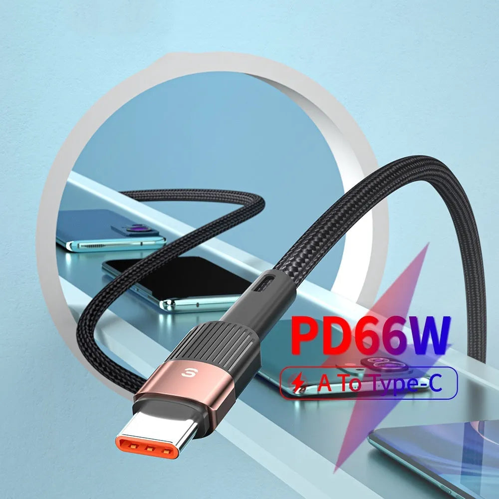 6A super fast charge data cable with aluminium alloy braided thread and Lightning connector in black