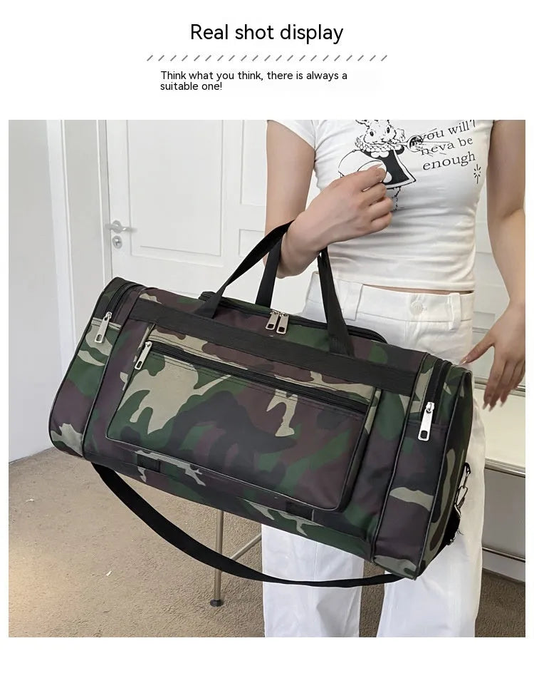 Camouflage pattern waterproof luggage bag with 20L capacity and polyester lining