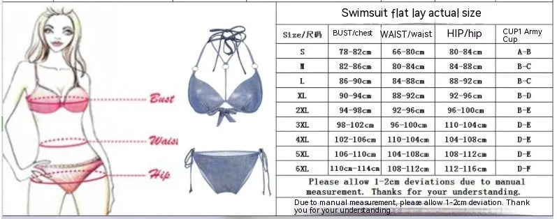 Blue printed women's split bikini swimsuit set with top and shorts on a mannequin