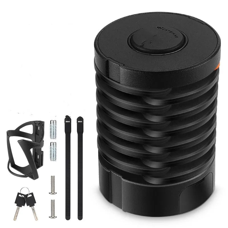 Portable bicycle folding lock in black orange colour with zinc alloy construction for bike security