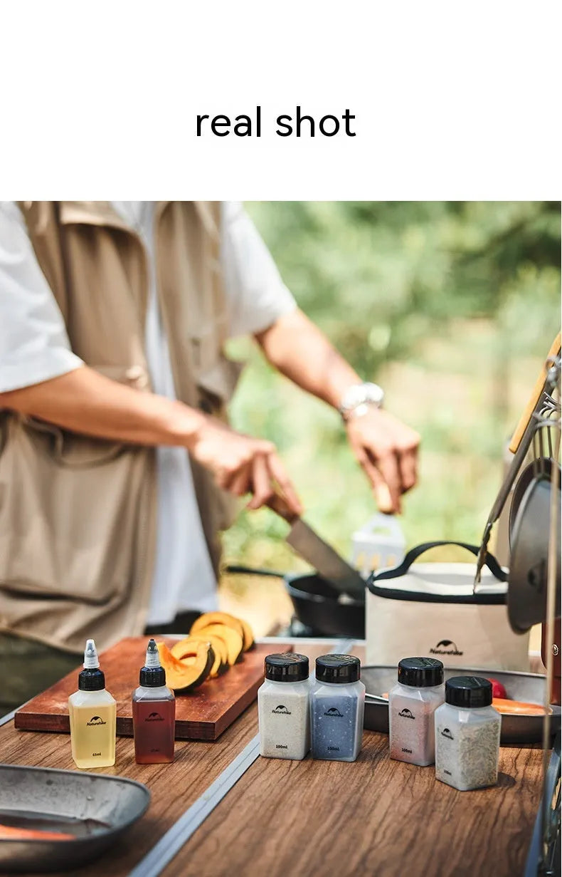 Naturehike portable six-piece PP plastic seasoning bottle set for outdoor camping and picnics