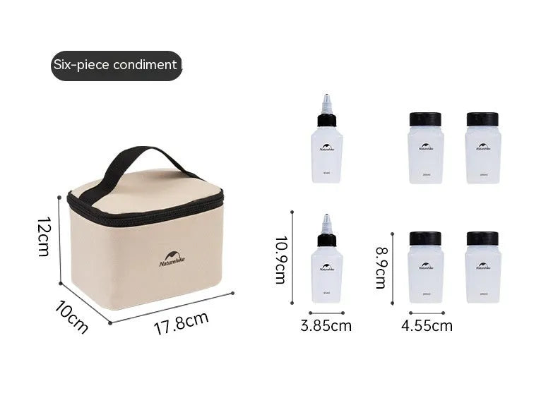 Naturehike portable six-piece PP plastic seasoning bottle set for outdoor camping and picnics