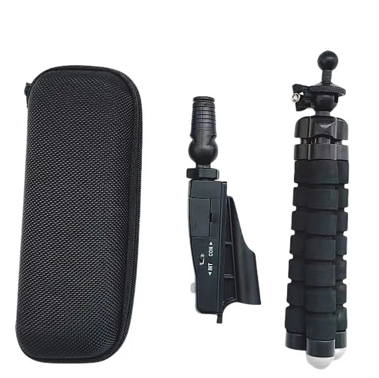 Golf putter laser aiming instrument showing different style configurations including basic unit, zipper box case, and tripod stand