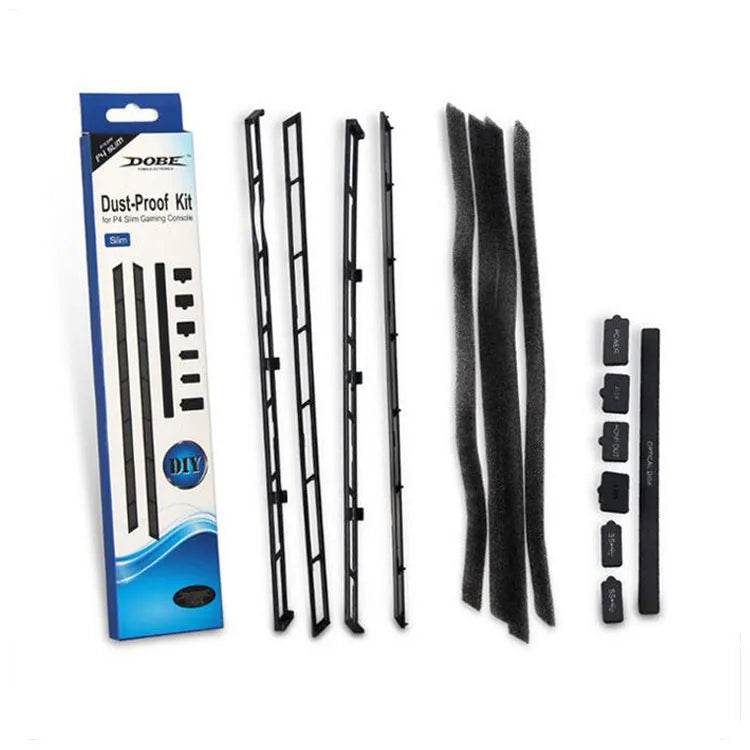PS4 Slim dustproof net dust plug suit in ABS material, 5.8x1.5x29.3cm, for console intake protection