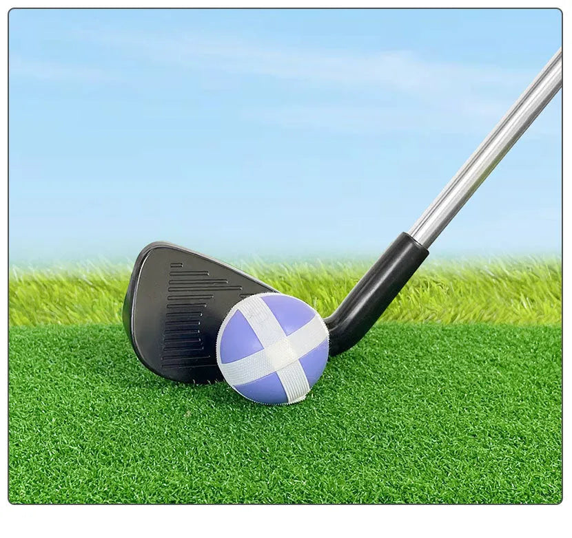 Metal golf club set showing adult and child colour variants for outdoor sports practice