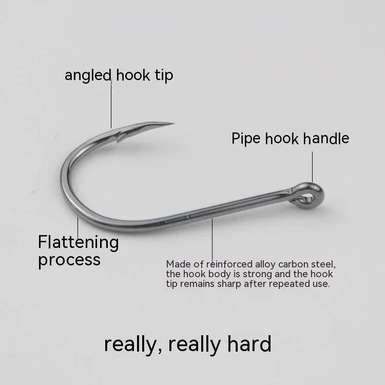 Bulk pack of barbed crooked mouth fishing hooks in alloy carbon steel for rock and sea fishing