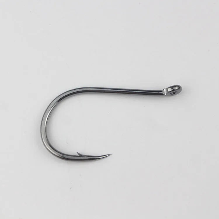 Bulk pack of barbed crooked mouth fishing hooks in alloy carbon steel for rock and sea fishing