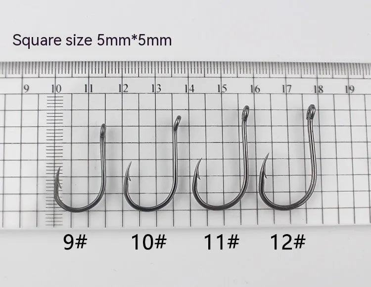 Bulk pack of barbed crooked mouth fishing hooks in alloy carbon steel for rock and sea fishing