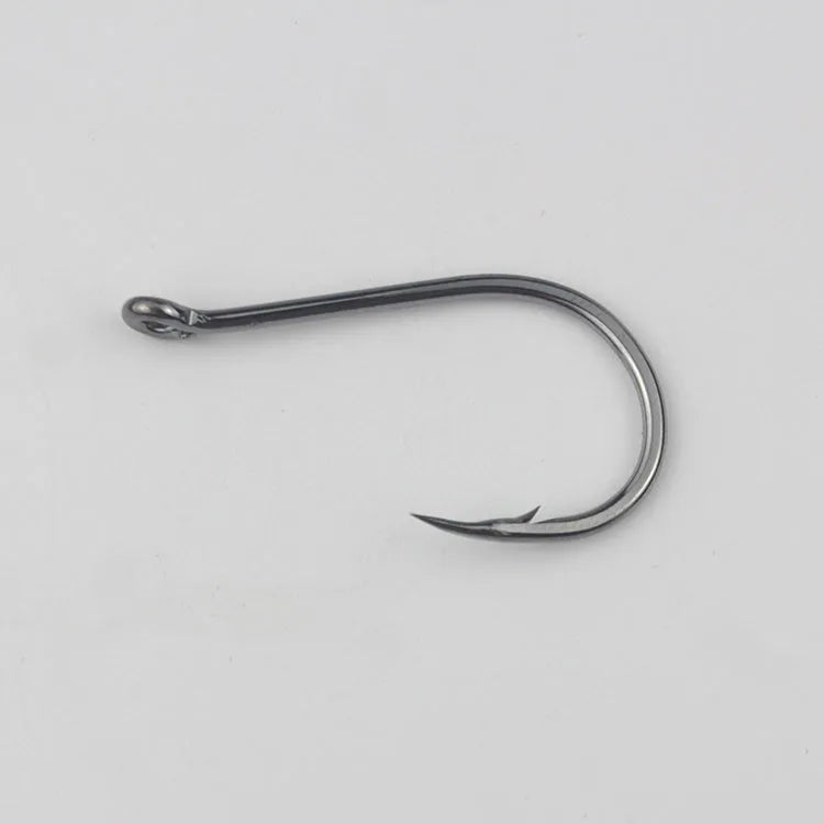 Bulk pack of barbed crooked mouth fishing hooks in alloy carbon steel for rock and sea fishing
