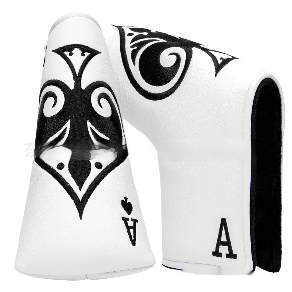 A PU golf putter sleeve shown in one of three available colours, designed to cover and protect a putter head.