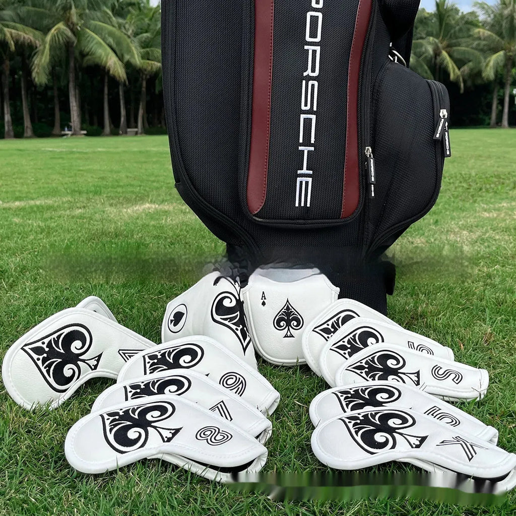 A PU golf putter sleeve shown in one of three available colours, designed to cover and protect a putter head.