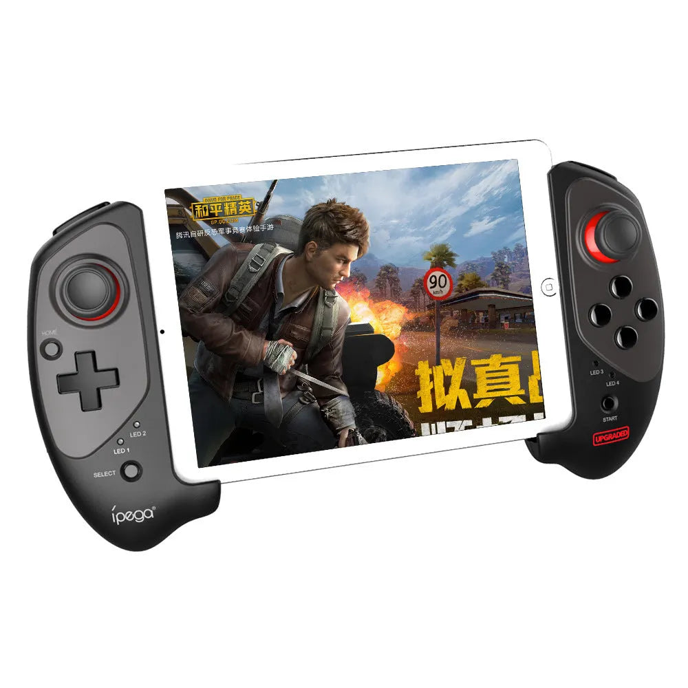 Red telescopic gamepad controller with Bluetooth and USB connectivity for Android iOS PC gaming