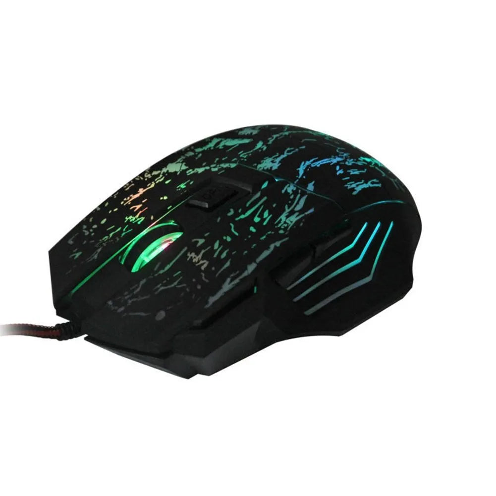 Ultra-thin transparent black wired USB gaming mouse with luminous glow and seven buttons