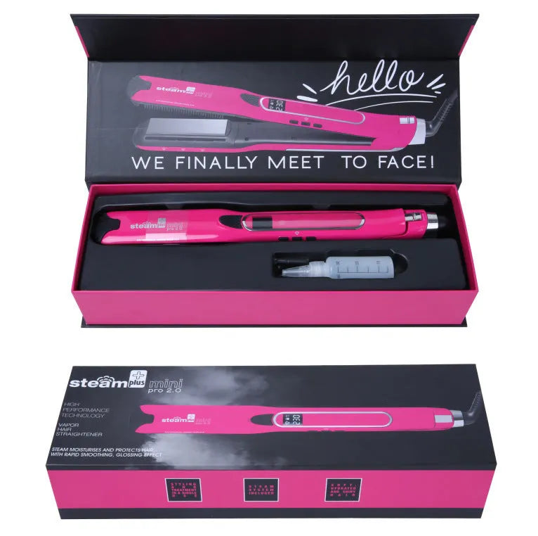 Mini steam splint spray steam hair straightener in champagne, purple, or rose red colour with curling and straightening functions