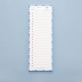Student notepad with plastic storage box showing 90x248mm dimensions and colour variations