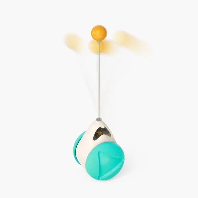 Cat rotating windmill toy with suction base and two transparent bins on blades