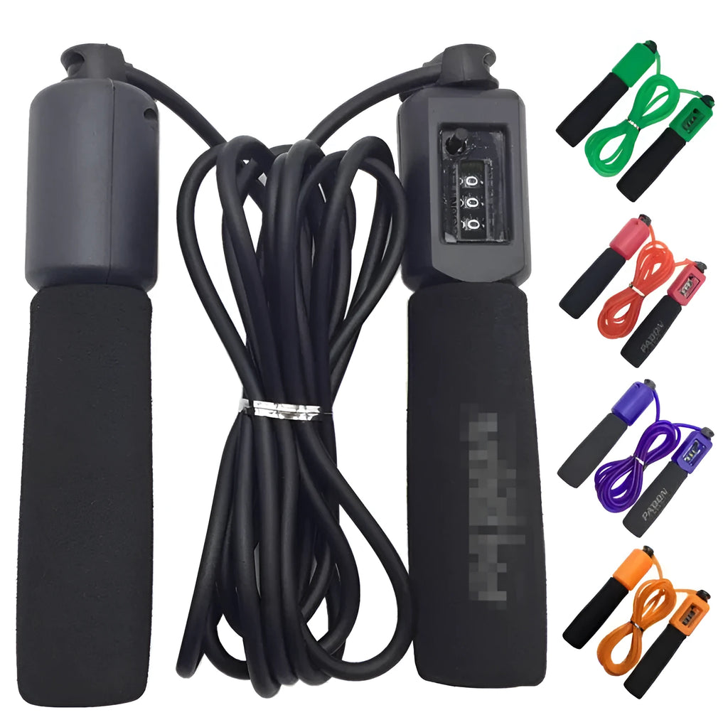 Fitness skipping rope with 3m length and sponge handles in black blue green or red