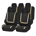 Fully enclosed fabric car seat cover set shown in a two-tone colour on a vehicle seat.