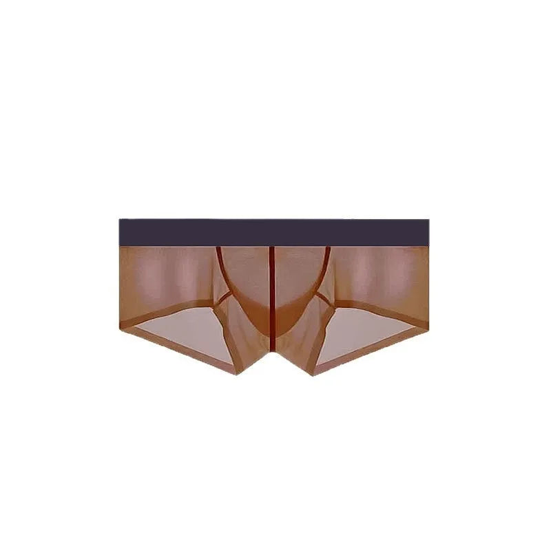 Men's seamless ice silk low waist underwear in multiple colours showing ultra-thin sheer fabric