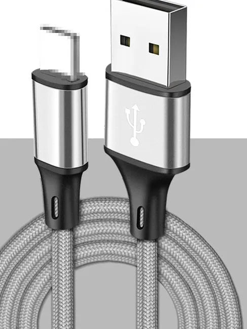 2m long USB mobile phone charging cable in multiple colours for Apple and Android Type C phones.