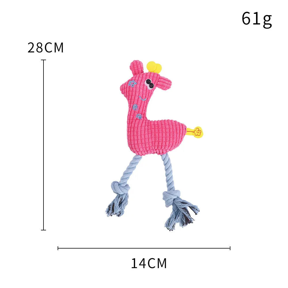 Blue deer-shaped plush dog toy with corn grain texture on a white background.