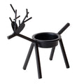 Black iron deer Christmas candlestick holder with elk bracket design and fabric accents