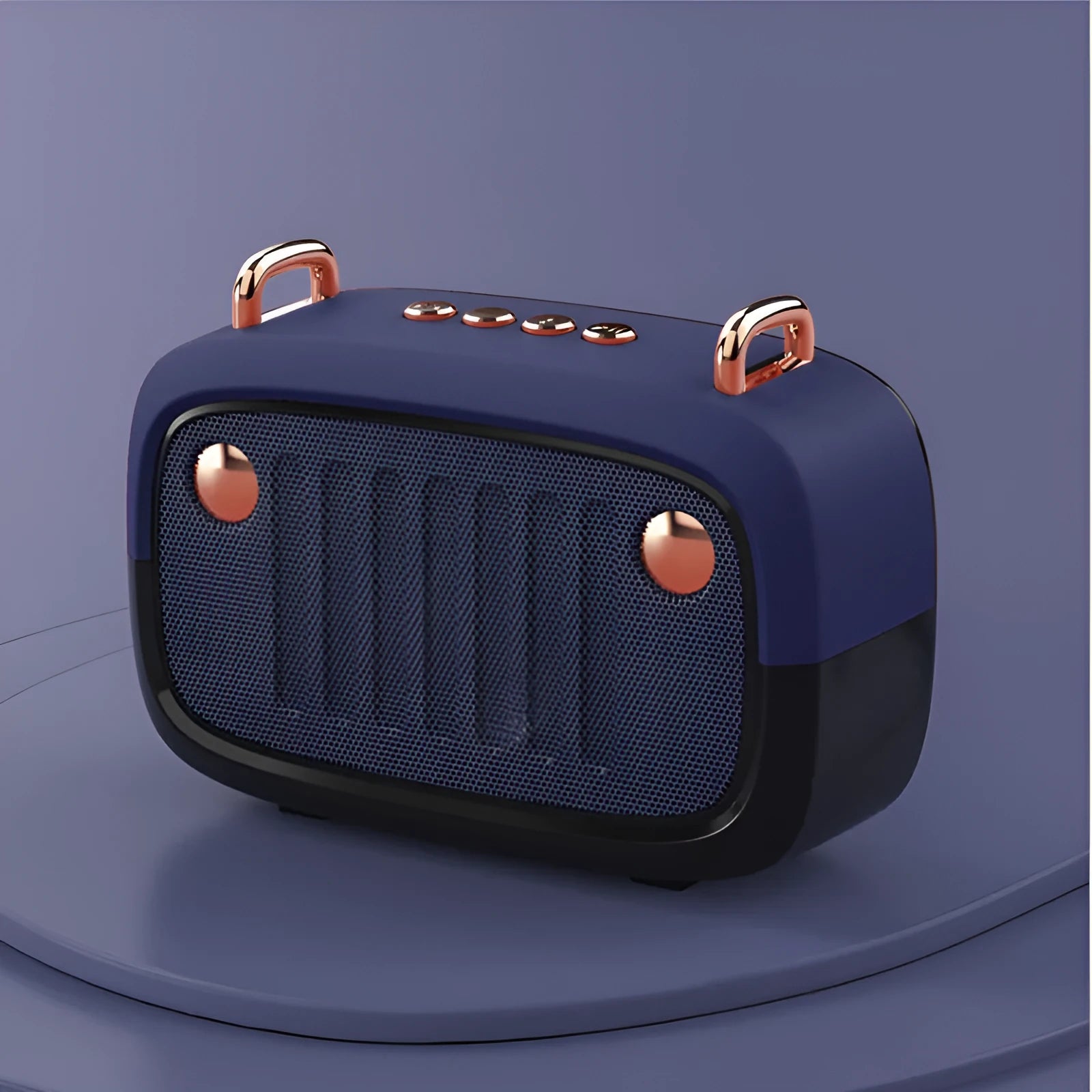 Compact portable Bluetooth mini speaker with USB port and control buttons, shown in black.