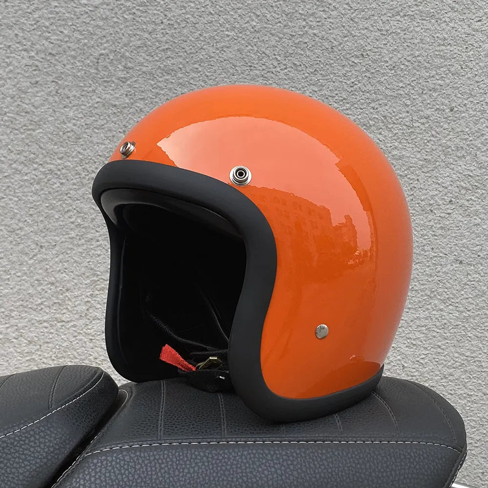 FRP retro half helmet for electric motorcycle commuting available in multiple colours and sizes