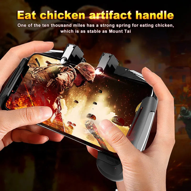 AK16 extendable game controller in black white colour with L1R1 triggers extended for smartphone placement