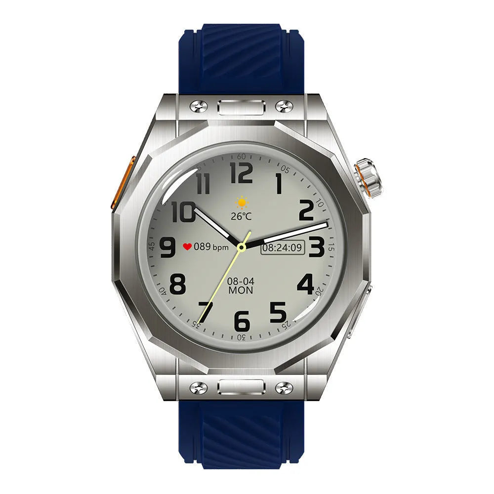 Smart watch with health monitoring and Bluetooth call on a wrist, TFT screen display showing data