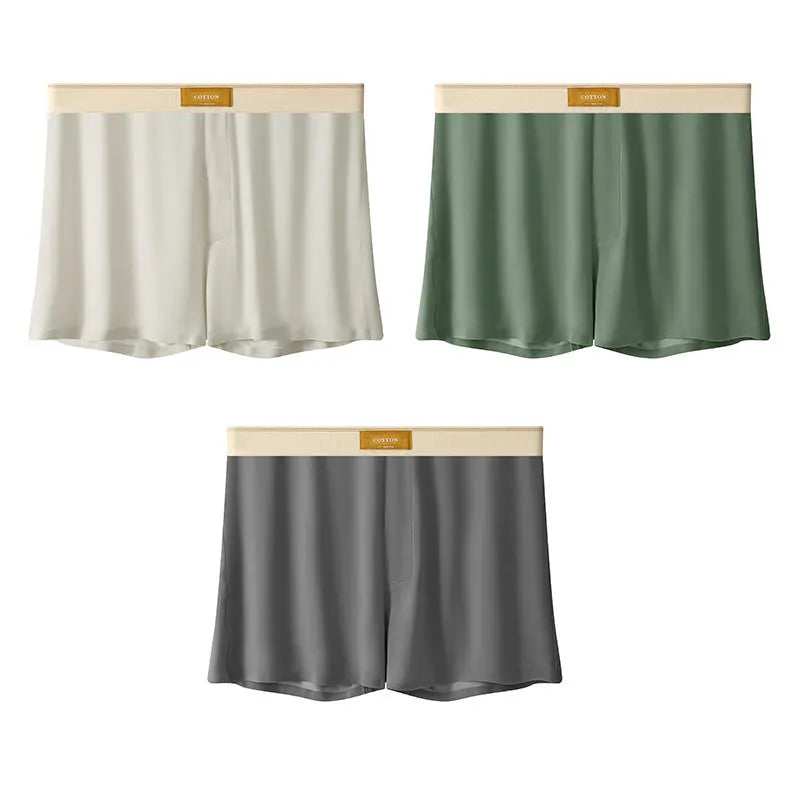 Men's loose-fit ice silk underwear in a solid colour on a mid-waist.