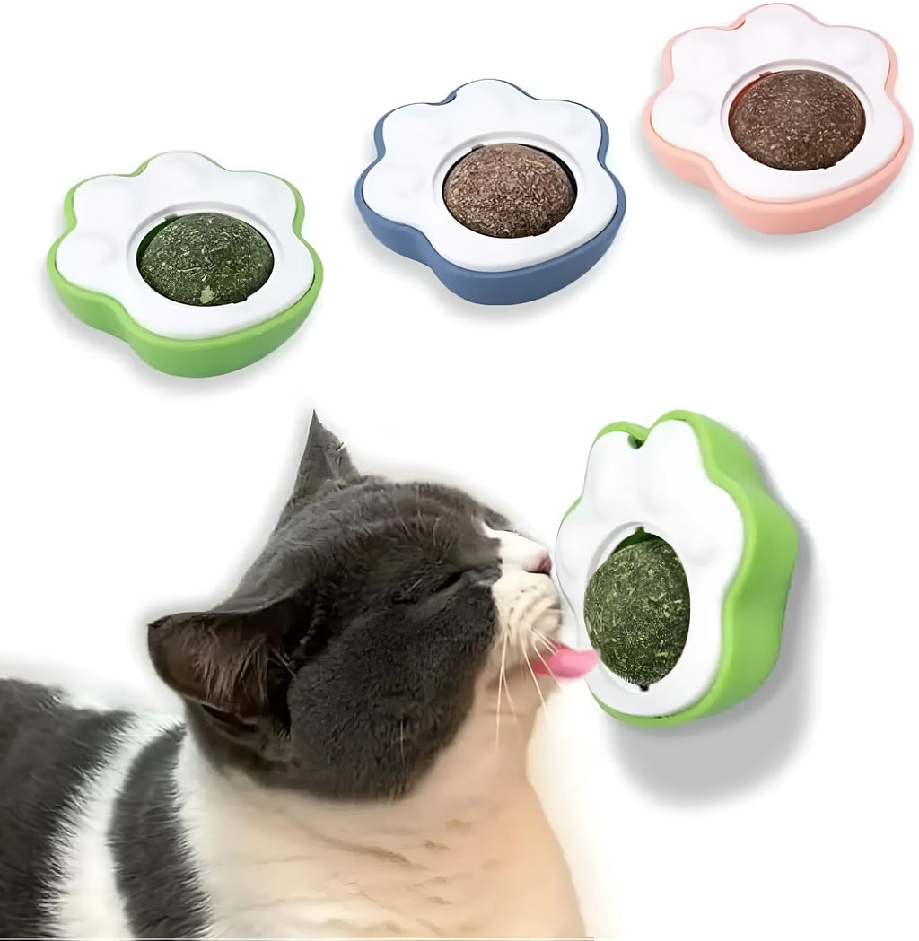 Blue green pink catnip balls 45mm diameter edible vine dental chew toys for cats