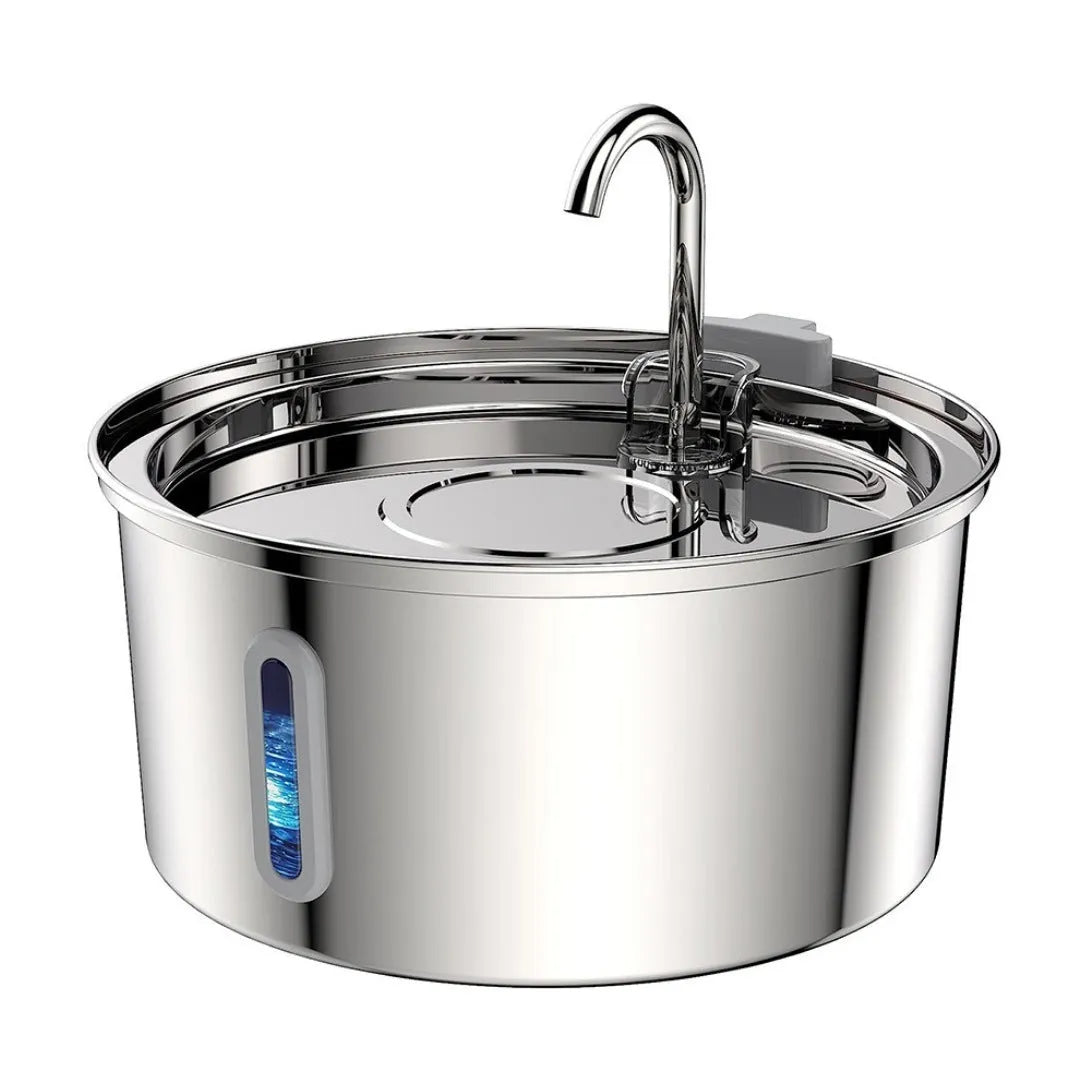 All stainless steel pet water dispenser round runway type large capacity for cats and dogs