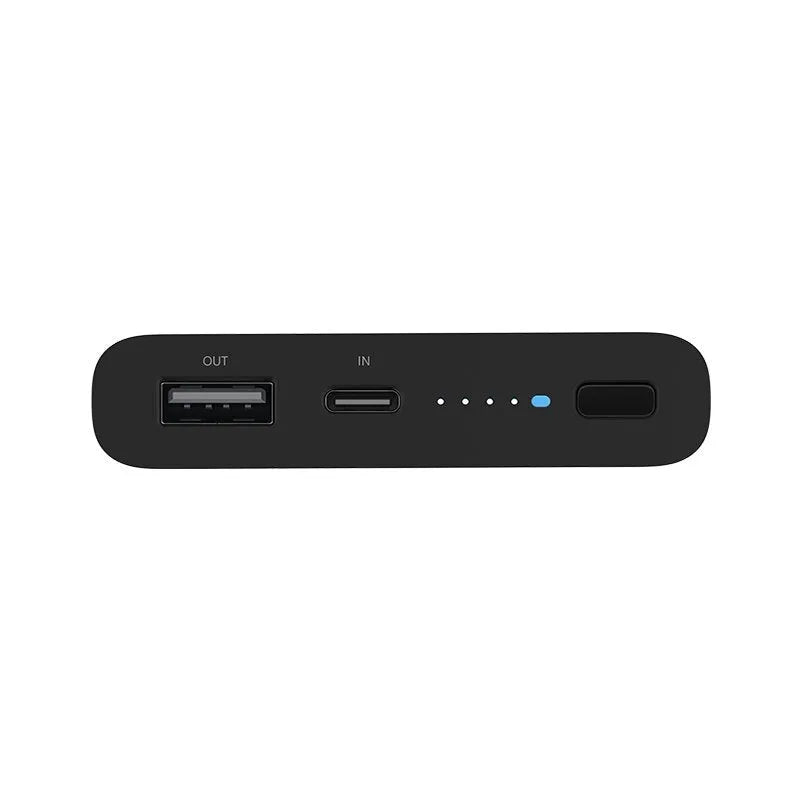 White 10000mAh power bank showing USB-C port and wireless charging surface