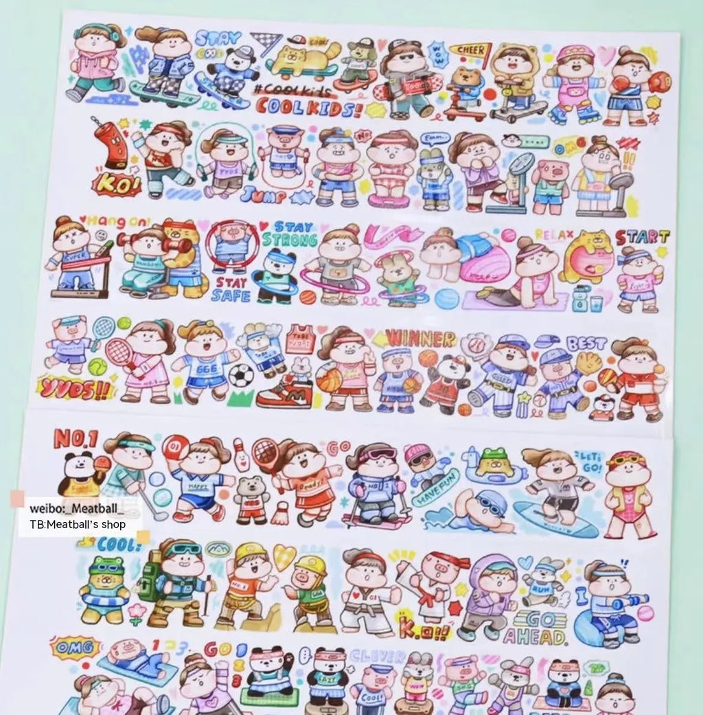 Cute cartoon character stickers for haemorrhoid tape packaging decoration on Japanese paper