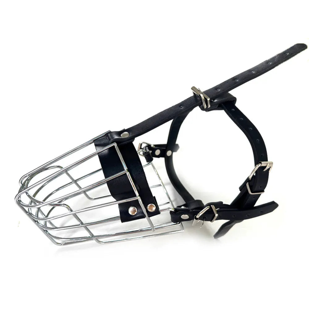 Black metal wire basket dog muzzle for Golden Retriever and German Shepherd breeds