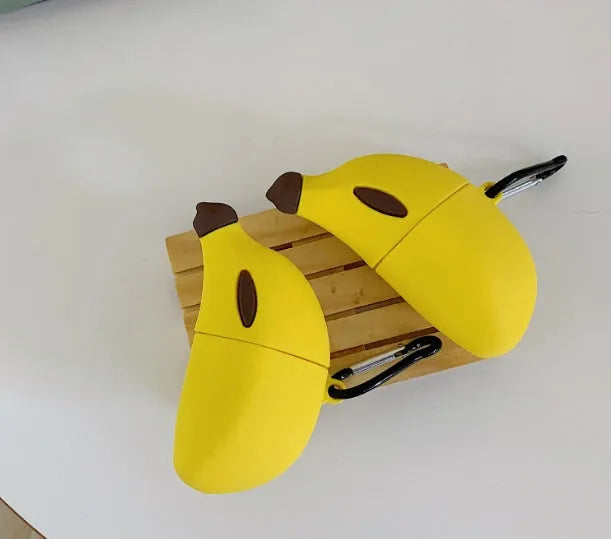 Bright yellow silicone protective case for Apple-compatible wireless Bluetooth headphones