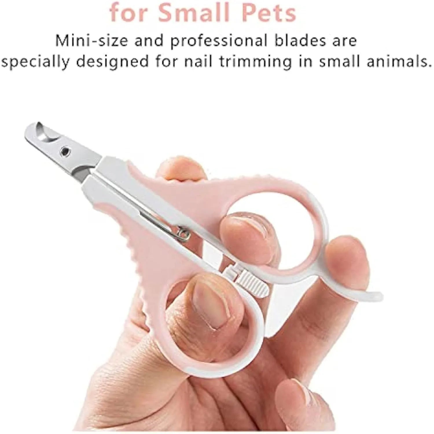 Grey cat nail clippers with angled blade and safety lock for small pet grooming