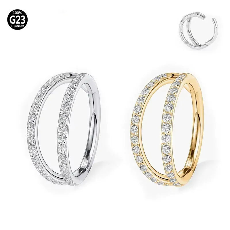 G23 titanium alloy nose ring earrings with diamond finish in multiple gauge and length sizes