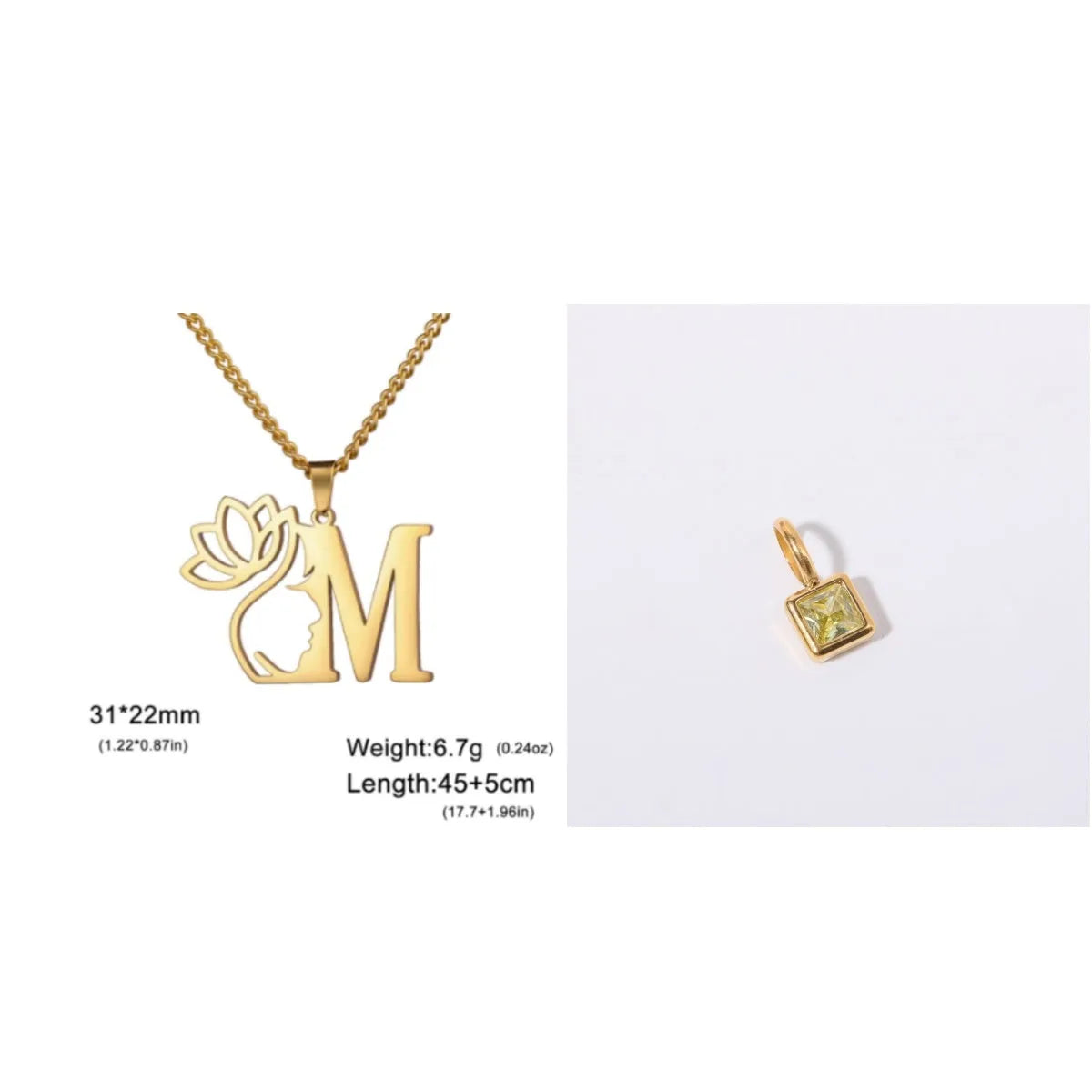 Stainless steel cross chain necklace with pendant in gold or steel colour