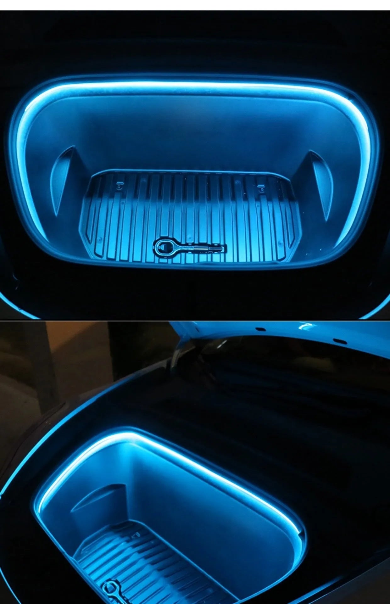 Tesla Model 3 Model Y front console ambient light kit with soft silicone light bar in choice of three colours