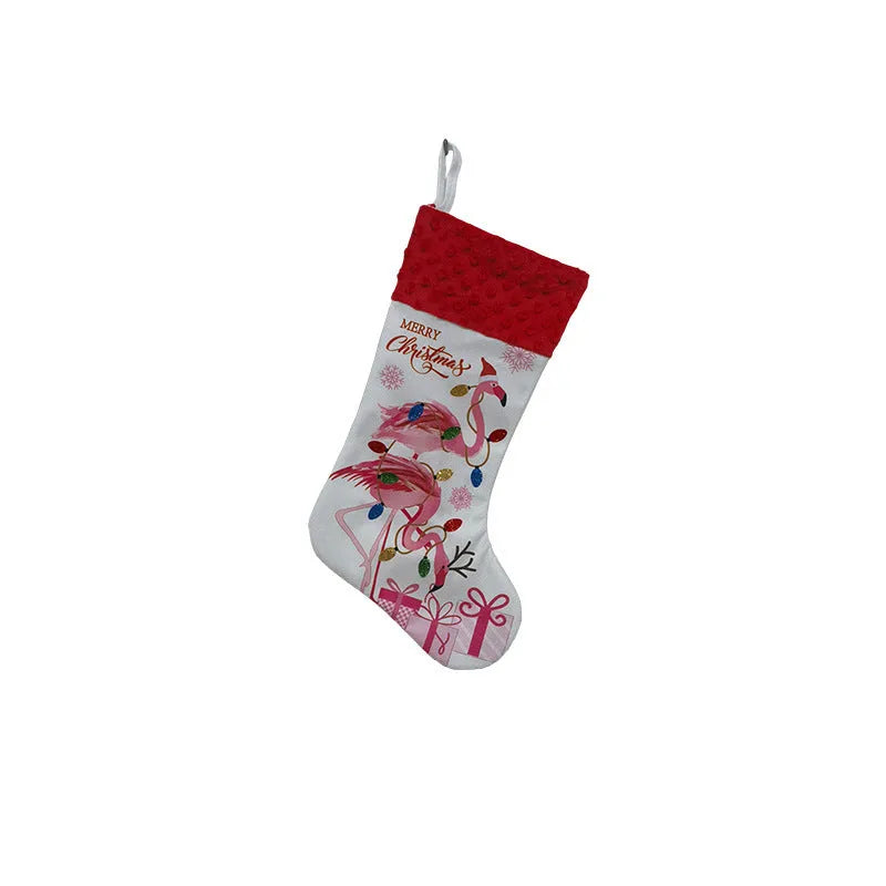Large red cloth Christmas stocking decoration with 46cm height measurement