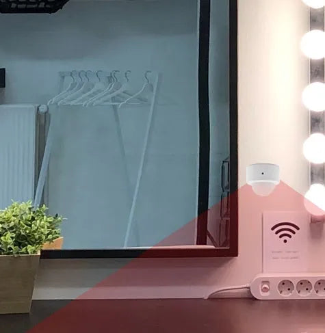 White wireless infrared body sensor with ZigBee 3.0 connectivity for home security systems