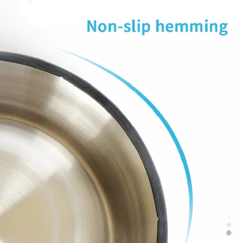 Stainless steel pet bowl with colourful melamine outer pot and non-slip rubber base
