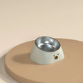Green 15-degree tilted stainless steel cat bowl with fall-resistant base for cervical spine protection