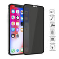 Black tempered glass privacy screen protector for Apple iPhone on a table