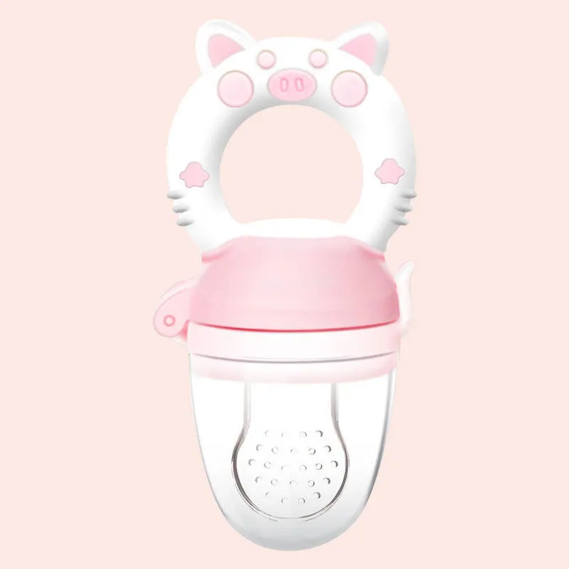 Silicone baby teether in blue, green or pink colour with single or triple mouthpiece options